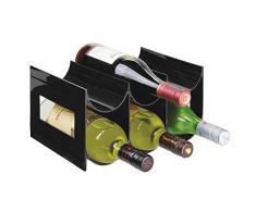 mDesign praktisches Wein- und Flaschenregal – Weinregal Kunststoff für bis zu 6 Flaschen – freistehendes Regal für Weinflaschen oder andere Getränke – schwarz