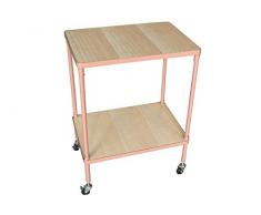 ANNA & CLARAS Rolltisch mit 2 Ablageböden rosa 65 x 50 x 35 cm eckig