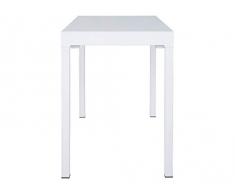 Dynamic24 Esstisch Lima 110x55/111cm Küchentisch Esszimmer Glas Tisch ausziehbar Weiss