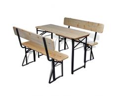 Festnight Bierzeltgarnitur Festzeltgarnitur Biertisch- und Bank-Set Tannenholz Klappbar