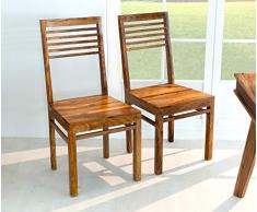 AISER Royal Massive Echt-Holz Palisander Esszimmer-Stühle -Hana- aus besonders schön gezeichnetem Sheesham-Holz in modernem zeitlosen Design | 2er Set