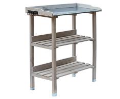 RM Design Pflanztisch Holz Zinkplatte Gartentisch Pflanzregal wetterfest für Außenbereiche lasiert (Grau) 76x38x91 cm