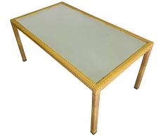 SEDEXx Focus Gartentisch 160x90 Polyrattan Balkontisch mit Glasplatte Tisch Esstisch Honig