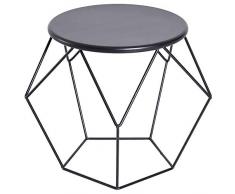 HOMCOM Couchtisch Beistelltisch Satztisch Nachttisch rund Aufbewahrung Metallkorb Wohnzimmer Schlafzimmer 54 x 54 x 44 cm