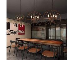 Risjc Vintage Deckenbeleuchtung Kerze Kronleuchter Pendelleuchte Industrie E14 Mit Rost Farbe Globus Schatten for Haus Loft Wohnzimmer Bar Restaurants Café Club Dekoration