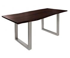 MASSIVMOEBEL24.DE Baumtisch Akazie 160x90x76 braun Beine Silber matt Freeform 3
