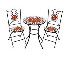 TecTake Robustes und Hochwertiges Mosaik Gartenmöbel Set 2 Stühle und Tisch Terracotta