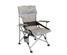 Meerweh Erwachsene Camping Faltstuhl Deluxe mit Getränkehalter und Flaschenöffner, grau/blau, XXL, 20014
