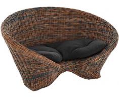 korb.outlet Lotus-Stuhl Meditationssessel aus echtem Rattan/Yoga Sitz zur Meditation Sessel (Schwarz Braun mit Kissen)