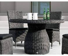 Destiny Collection Gartentisch Santos 120 cm Grau Geflechttisch Esstisch Tisch