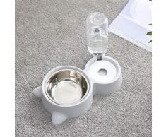 Popetpop Wasserspender für Hunde, für Hunde, mit Futternapf, Katze, automatischer Wasserspender, Trinkbrunnen und Flaschenständer, Grau