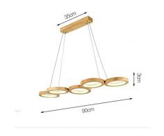 Giow LED-Pendelleuchte, 5-Ring-Holzleuchten, Moderne minimalistische Holz-Hängelampe, L90 cm Restaurantleuchte, Esstischleuchte, Beleuchtung für die Innenausstattung von Personen, warmes Licht 30