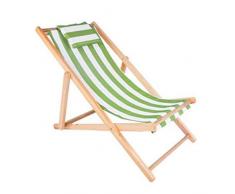 Liegestuhl HAIYU- Massivholzliege, Tragbarer Strandliegestuhl Lazy Chair in Mehreren Positionen Verstellbar mit Kopfstütze, Outdoor-Canvas, Blau/Rot/Grün (Color : Green)