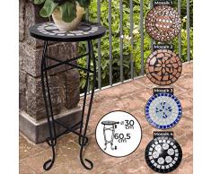 Mosaik Blumenständer - aus Metall und Keramik, max. 25 kg, Ø 30 cm, 60,5 cm hoch, Farbwahl - Pflanzenständer, Blumentopfständer, Beistelltisch, Blumenhocker, Topfgestell, Gartentisch, Balkontisch
