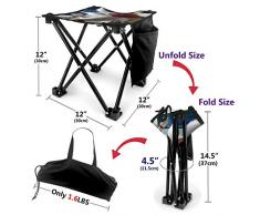 liang4268 Camping Hocker Portable Folding Camping Chair Bowling Ball Lightweight Collapsible Stool for Hiking Fishing Travelling Gardening Outdoor 12 Inch