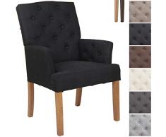 CLP Esszimmerstuhl Sugar Mit Hochwertiger Polsterung Und Stoffbezug I Polsterstuhl Mit Gestell Aus Kautschukholz I Sitzhöhe: 47 cm Schwarz, antik-hell