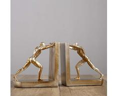 KKCD -Skulpturen Buchstütze Unterstützung goldenen Harz modernen Charakter Buchstütze Büro Studie Schreibtisch Wohnzimmer Weinschrank Dekoration (Color : Gold)
