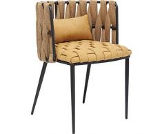 Kare Design Armlehnstuhl Cheerio, gelber Flechtstuhl mit Kissen,stylischer Esszimmerstuhl aus Kunstfaser, (H/B/T) 75x55x52cm