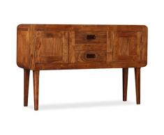 N / A vidaXL Sideboard Mit 2 Schrankfächern und 2 Schubladen, Vitrinenschrank Küchenschrank Esszimmerschrank Massivholz Badschrank für Wohnzimmer, Schlafzimmer, Flur oder Bad 120 x 30 x 75 cm