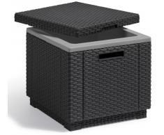 Allibert in Rattanoptik Kühlbox/Beistelltisch Ice Cube, Grau (Graphit), Garten Kühlbox, Garten