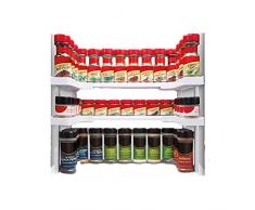 Stackable Gewürzregal Stapelbares Gewürzregal Gewürz-Ständer Verstellbar Regal für Küchenschränke bis zu 64 Gewürze für Dosen und Gläser für Küchenschränke Küchenregal zur platzsparenden Aufbewahrung