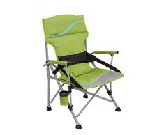 Meerweh Erwachsene Camping Faltstuhl Deluxe mit Getränkehalter und Flaschenöffner, Grün/Grau, XXL, 20015