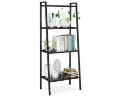 Homfa Bücherregal Metall Standregal Leiterregal Treppenregal Lagerregal Badregal Stufenregal Pflanzenregal mit 4 Böden 60x35x147cm