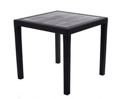 Gartentisch Rattan Optik ohne Schirmloch Tisch schwarz 79 x 79 cm Bistrotisch Beistelltisch