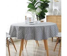 PRG Tischdecke Garten Rund,Leinenoptik Wasserdicht Schmutzabweisend Pflegeleicht Gelb Küchentisch Abdeckung Abwaschbar Einfache Moderne Tischdeck Geeignet FüR Home KüChe Dekoration Gartentischdecke