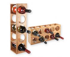 Gräfenstayn® Weinregal CUBE - stapelbar aus Bambus-Holz für 5 Wein-Flaschen zum Stellen, Legen, Wand-Montage, erweiterbar, Größe 13,5x12x53 cm (LxBxH) Weinflaschenhalter Weinkiste Flaschenregal