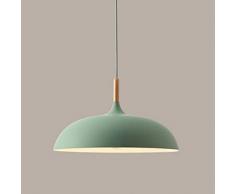E27 Pendelleuchte Vintage Industrial Pendelleuchten Höhenverstellbar Grün Esszimmer Lampe Hängelampe Schlafzimmer Aluminum und Holz Küche Kronleuchter Wohnzimmer Cafe φ35CM*H23CM
