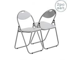 Klappstuhl - gepolstert - Weiß - 2 Stück
