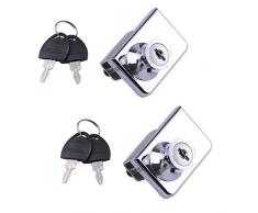 2 Stück Doppelte offene Glastüren Vitrine Sicherheitsschloss, geeignet für 0,2-0,31 Zoll Glastüren, separater Schlüssel ohne Bohren, Zinklegierung