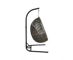 greemotion Hängesessel Brazilia grau, inklusive Kissen, mit Stahlständer in Schwarz, Korbsessel aus robustem Polyethylengeflecht, witterungsbeständig und pflegeleicht