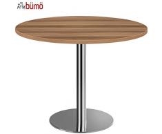 Bümö Besprechungstisch | Säulentisch mit Chromsäule | hochwertiger Meetingtisch in 3 Formen und 6 Dekoren (Zwetschge, Platte: rund-Ø 100cm)