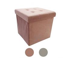 Style home Sitzbank Sitzhocker Aufbewahrungsbox mit Stauraum faltbar belastbar bis 300 kg Kunstleder 38 x 38 x 38 cm (Kunstsamt Rosa)