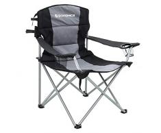 SONGMICS XL Campingstuhl, klappbar, mit gepolstertem Sitz, groß und komfortabel, Klappstuhl mit robustem Gestell, bis 150 kg belastbar, Outdoor Stuhl, schwarz GCB07BK