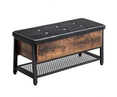 VASAGLE Schuhbank Sitzbank mit gepolsterter Sitzfläche und Schuhregal, Betttruhe mit Stauraum, multifunktionale Truhe, Flur, Schlafzimmer, Eisen, Vintage, Kunstleder LSB47BX
