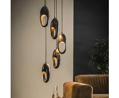 famlights Pendelleuchte Hailey in Silber, 5x E27, Industriell Design | Vintage Pendellampe für Wohnzimmer, Esszimmer | Designerleuchte Hängeleuchte | Industrial Esszimmerlampe Esszimmerleuchte