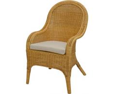 korb.outlet Bequemer Rattansessel mit hoher Rückenlehne Polster Rattan Rattanstuhl Lounge mit Breiten Armlehnen Honig