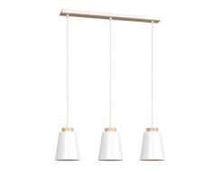 Pendelleuchte Weiß Metall Holz 3x E27 Skandinavisch ROGER Esszimmer Lampe Esstisch Wohnzimmer