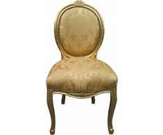 Casa Padrino Barock Esszimmer Stuhl Medallion Gold Blumenmuster / Gold - Barock Möbel - Limited Edition