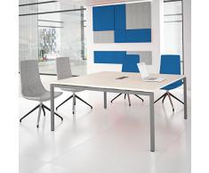 NOVA Konferenztisch 160x164cm Ahorn mit ELEKTRIFIZIERUNG Besprechungstisch Tisch, Gestellfarbe:Silber
