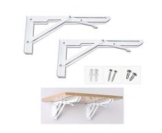 HAI SHOP Robuste Klapphalterung - Dreieckige Metall-Klapphalterung Für Tischbänke, 2-teilige Klapphalterung Zur Wandmontage Mit Scharnier, Stark Belastbar