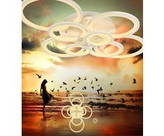 LED Deckenleuchte 6067-6fl 80x58x16cm LED 70W mit Fernbedienung Lichtfarbe/ Helligkeit einstellbar Acryl-Schirm weiß lackierte Metallrahmen Design A+ (6067-6 70W) LED Wohnzimmerleuchte Kronleuchte Pendelleuchte Deckenlampe Deckenstrahler