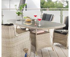 Destiny Gartentisch Luna 180x100 cm Vintage Weiss Tisch Polyrattan Geflechttisch