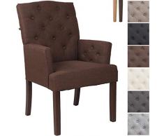 CLP Esszimmerstuhl Sugar Mit Hochwertiger Polsterung Und Stoffbezug I Polsterstuhl Mit Gestell Aus Kautschukholz I Sitzhöhe: 47 cm Braun, antik