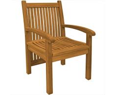 Teako Design Gartenstuhl Pescara wetterfest Teakholz massiv Holz Teak Gartensessel Gartenmöbel sehr robust und stabil