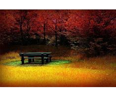 YKJPD Puzzles 500 Stück Für Erwachsene Erwachsene,Puzzlesets Für Familien,Papppuzzles,Lernspiele - Tischbänke Picknick Herbst