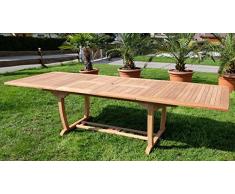 ASS Teak XXL Ausziehtisch Holztisch Gartentisch Garten Tisch L: 200/250/300cm Breite 100cm 2fach ausziehbar Gartenmöbel Holz sehr robust Modell: TOBAGO-300 von